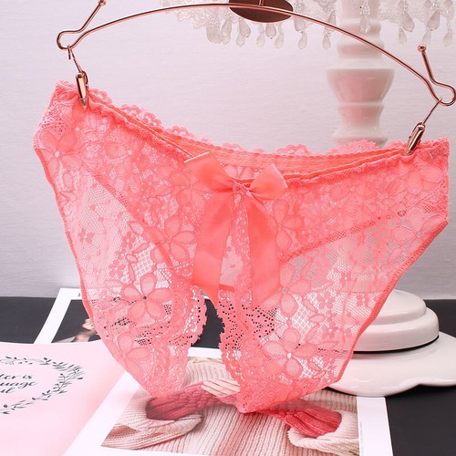 Women's Lace Panties Crotchless Underwear Thongs Lingerie G-string Floral Briefs - Photo 11/19