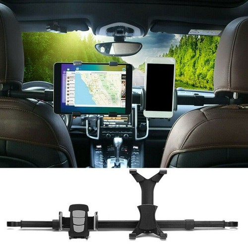 Barre de montage appuie-tête siège arrière de voiture rotatif à 360° 2 en 1 double support pour tablette iPad - Photo 4 sur 8