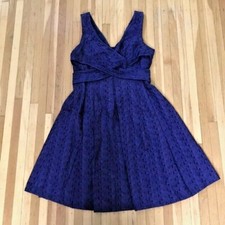 Nine West Sleeveless Dress Navy Eyelet Lace