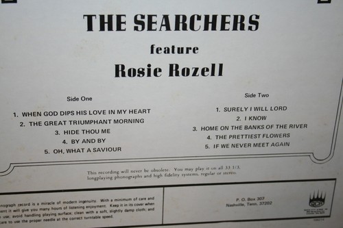 THE SEARCHERS w/ Rosie Rozell What A Saviour LP Southern Gospel Quartet ...