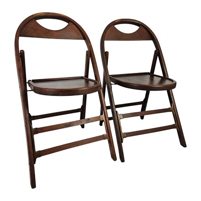 Vintage Set Bentwood Walnut Folding Chairs Game Table Art Deco Mid-Century 