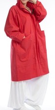 Plus Size Women's Red Cotton 2 Large Pockets Oversized Long Jacket Size 24-28