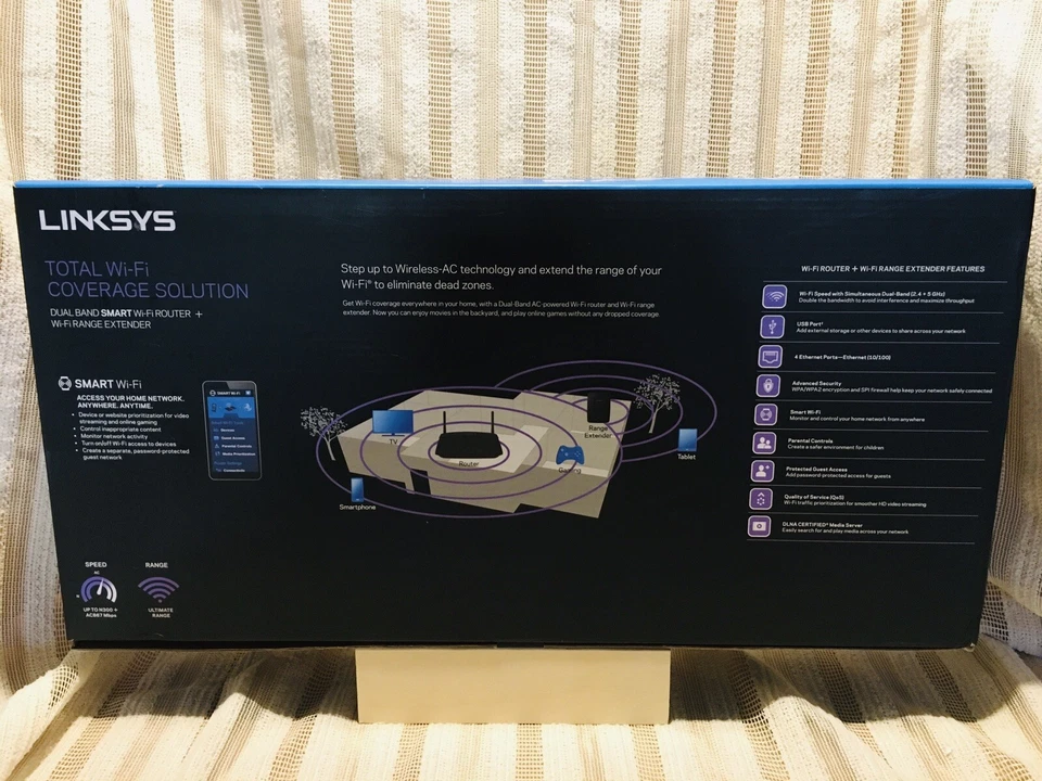 LINKSYS Dual-Band SMART Wi-Fi ROUTER + RANGE EXTENDER F5Z0554 New - Image 3 of 4