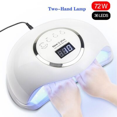 72W UV LED Lamp Nail Dryer Sun Light Timer 10/30/60s Large Space Two-hand Lamp