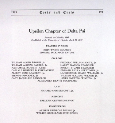 #ad #ad 1923 University of Virginia Corks amp; Curls Page Upsilon Chapter Delta Psi $16.24