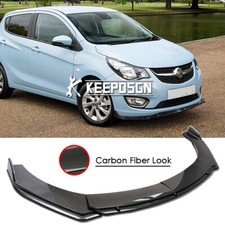For Vauxhall Viva 14-19 Carbon Fiber Look Front Bumper Lip Splitter Spoiler Chin