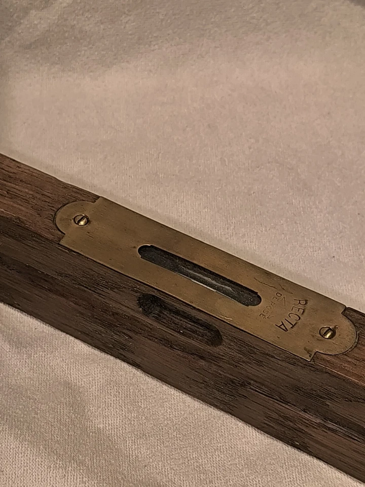 Ancien Niveau À Bulle En Bois Et En Laiton Vintage Outils Retro - Photo 4/4