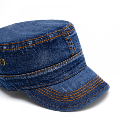 Men Denim Military Army Cadet Adjustable Flat Trucker  display picture 2