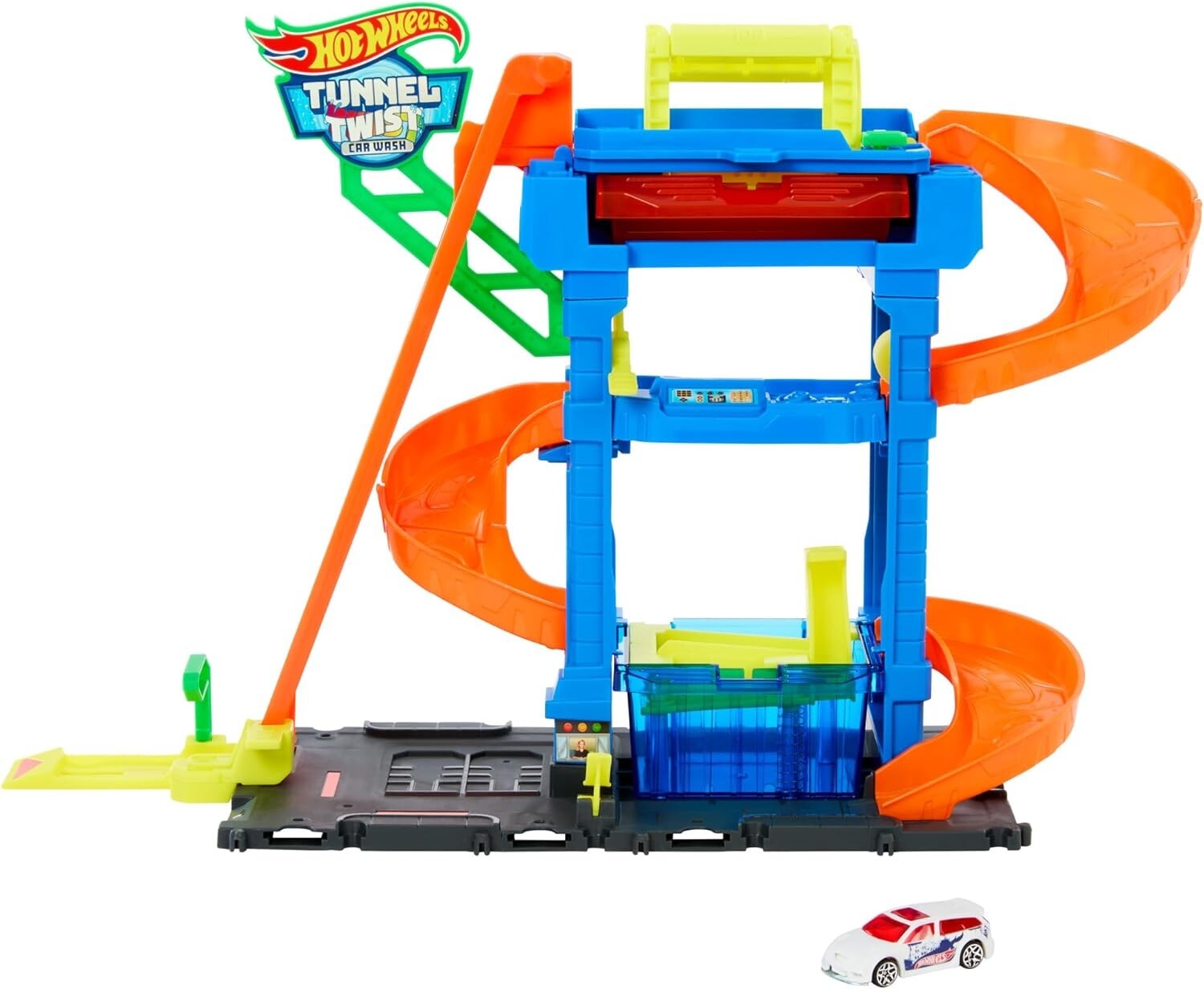 Mattel HTN80 Hot Wheels Tunnel Twist Car Wash Autolavaggio con Tunnel e veicolo