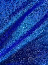 ROYAL BLUE Swirl Metallic Brocade Fabric 58 in. Sold By The Yard