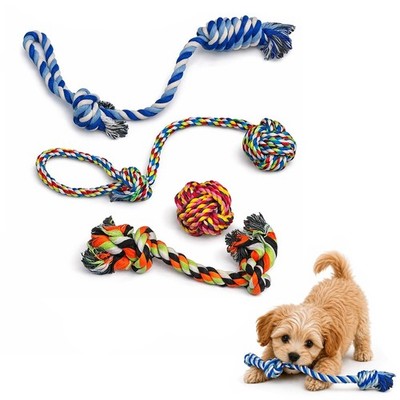 4 Pack Dog Rope Chew Toy Bundle for Small Medium Dogs Durable Aggressive Chewers