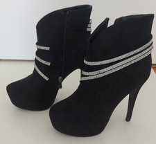 Damen High Heel Stiefeletten schwarz 39 mit Plateau Wildleder Optik (neuwertig)