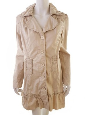 FRESH SPIRIT Damen Mantel Gr. XL Beige Baumwolle Langer Ärmel