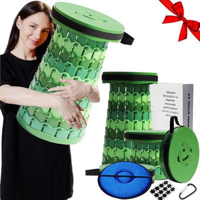 Upgraded 19.7''Portable Collapsible Folding Stool with Cushion Retractable Telesc