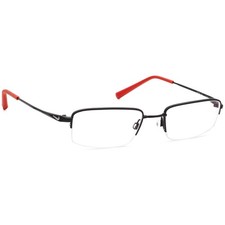 Nike Eyeglasses 4233 001 Polished Black/Red Half Rim Metal Frame 51 19 145