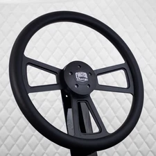 18" Black Aluminum Steering Wheel Big Rig Black Vinyl 5 Hole Semi Truck