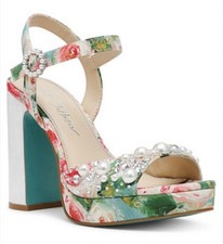 Blue by Betsey Johnson Avian Platform Sandals Rose Multi Size 6.5 Beaded