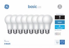 LED HD Daylight Light Bulbs, A19 Medium Base, 9 Watt, 8-Pk. - 37048