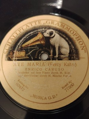 Enrico Caruso, Mischa Elman & Percy Kahn: Ave Maria  78rpm Gramophone 02472