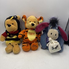 VTG Disney Store Winnie the Pooh Bean Bag Plush Lot Bee Tigger Eeyore Fairy 90s