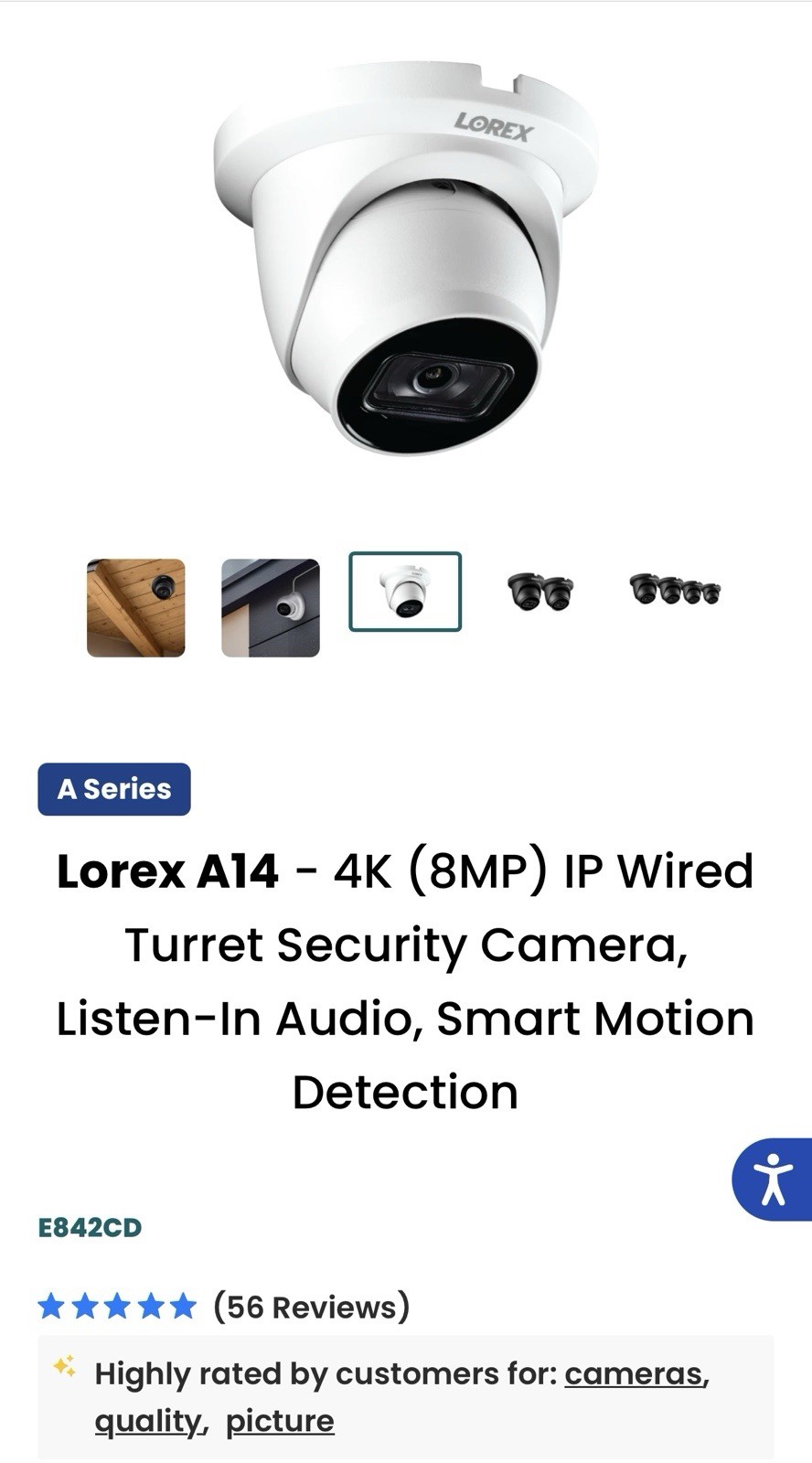 Lorex A20 IP Wired 4K Color Night Vision Ultra HD Dome Secur