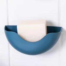 3 PCS Punch-free Wall-mounted Soap Dish Self-draining Holder Bath