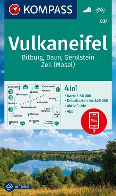 KOMPASS Wanderkarte 837 Vulkaneifel, Bitburg, Daun, Gerolstein, Zell (Mosel ...