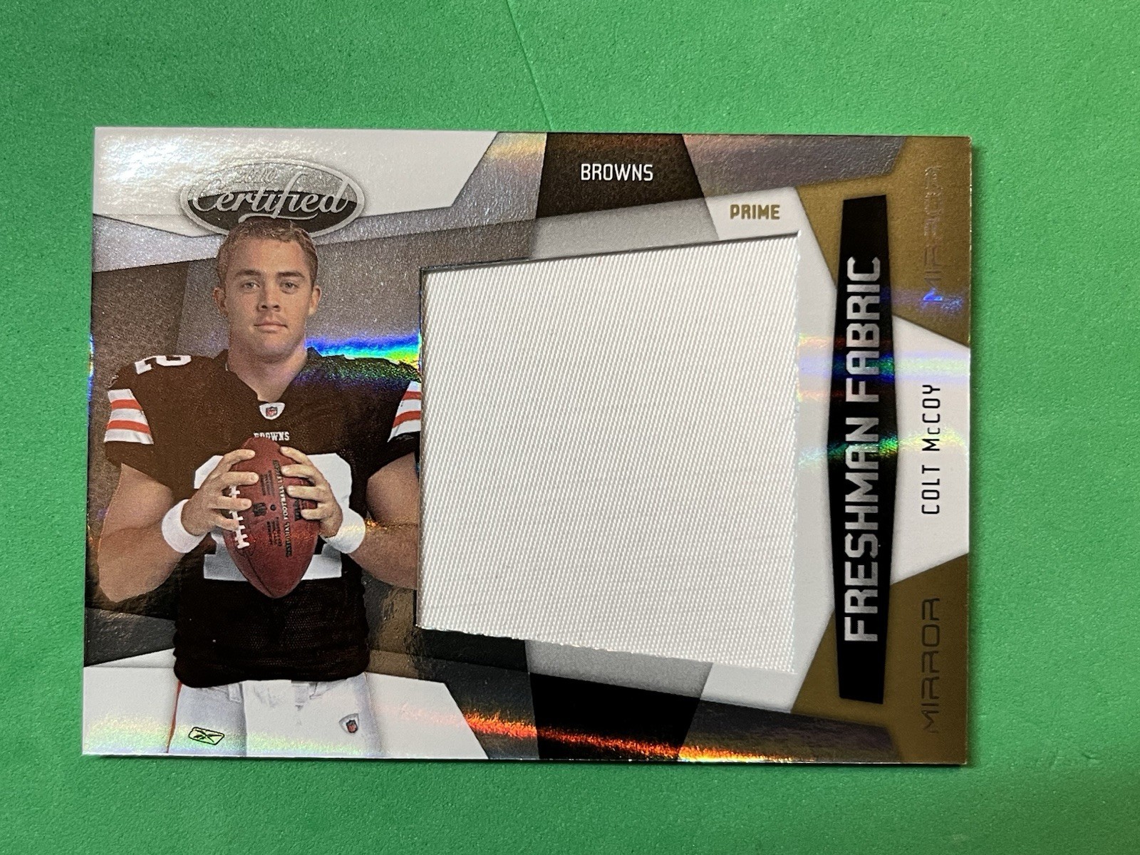Colt McCoy Panini Certified #277 Jersey Autograph-Jumbo Prime Mirror Gold