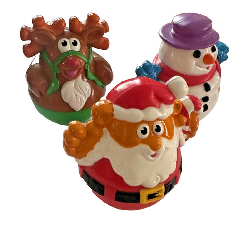 Playskool Hasbro Weebles Wobble Santa Snowman Reindeer Set of 3 Christmas
