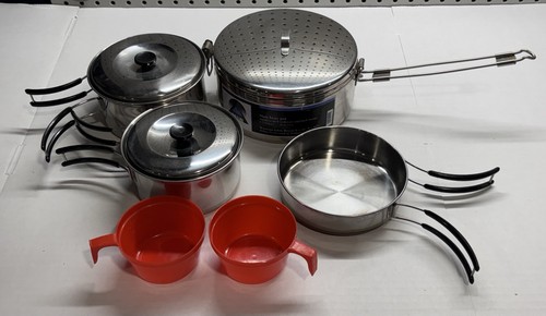 MSR Alpine Stainless Steel Stowaway Camping Pot 18 oz & Stacking Copper Pot Set.