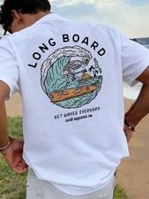 Men's Casual Beach Surfing Element Printed Short Sleeve T-Shirt