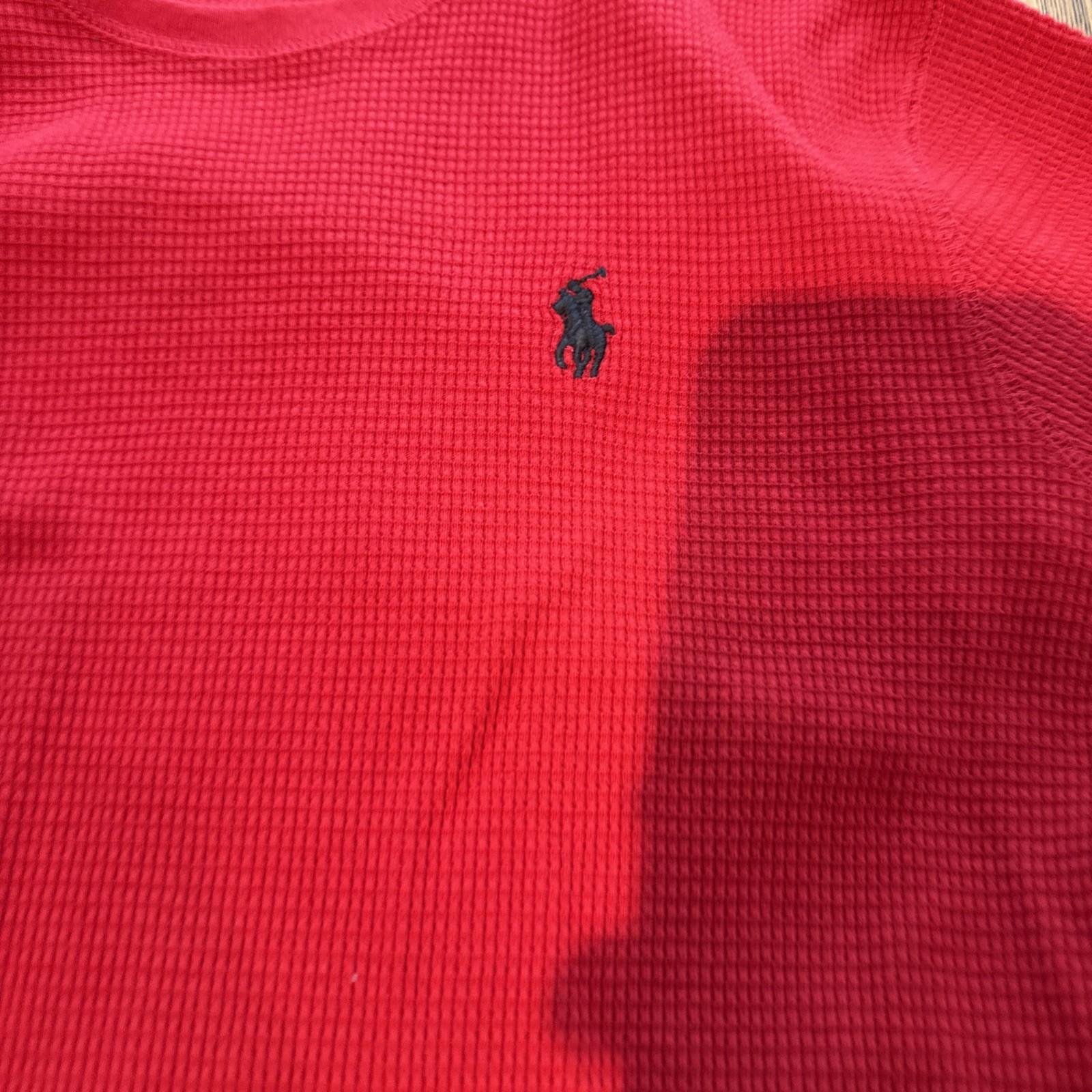 Polo Ralph Lauren Mens Thermal Shirt Large Slim Fit Red  Long Sleeve Waffle Knit thumbnail 3
