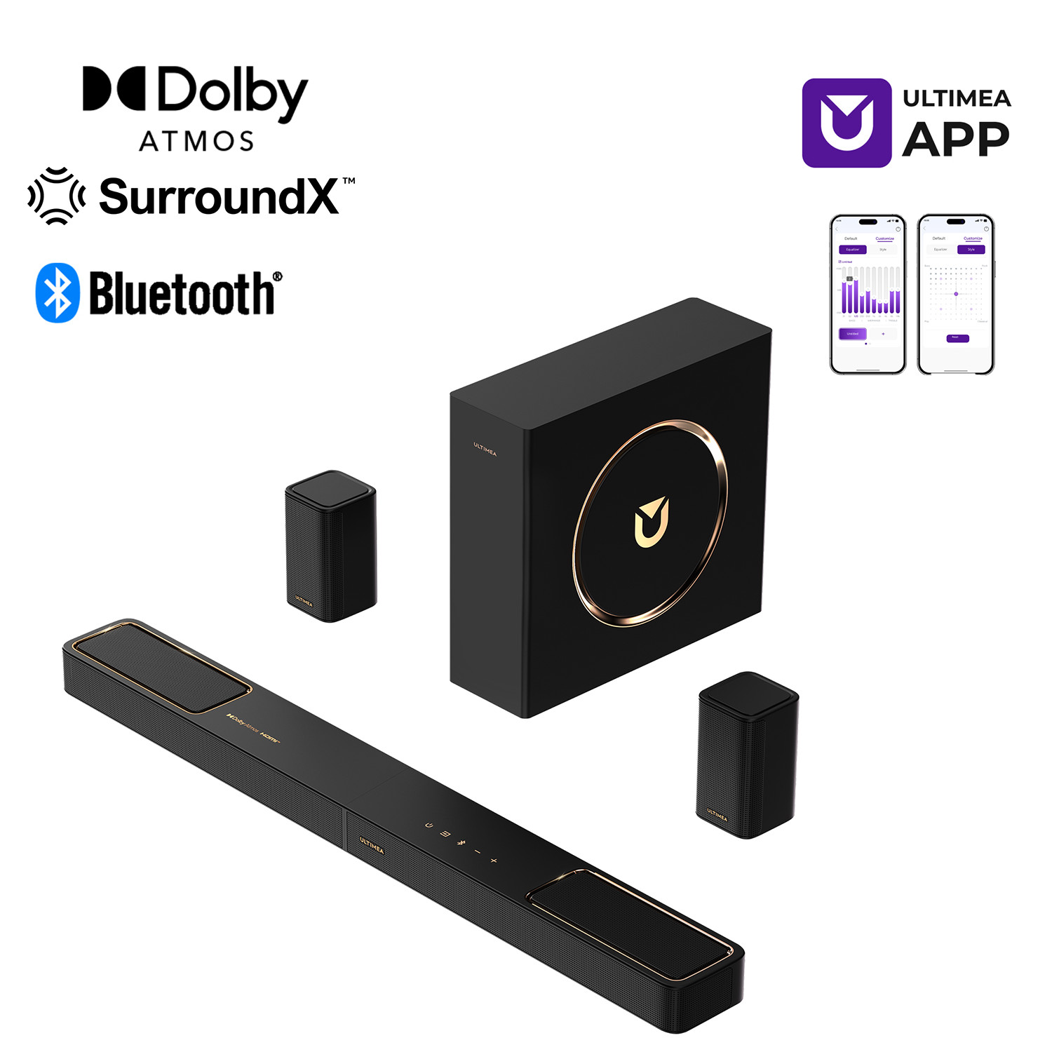 ULTIMEA 5.1.2 Soundbar w/ Dolby Atmos, Surround Sound System