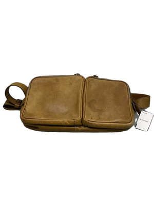 Tsuchiya Kaban Roadster Tri-zip Leather Crossbody Bag Camel Color