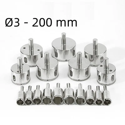 Diamantbohrer Ø3 - 200 mm Glasbohrer Hohlbohrer Lochsäge Bohrkrone Fliesenbohrer - Bild 1 von 4