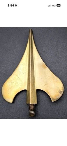 Civil War Union Army Brass Spade Flagpole Topper Finial from a Minnesota estate