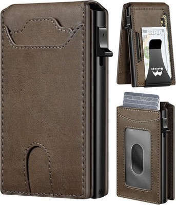 Card Wallet for Men Slim Minimalist: Smart Pop Up Wallets with Money Clip - RFID
