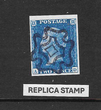 GB Victoria; 1840 2d Blue: NORWICH MALTESE CROSS: REPLICA
