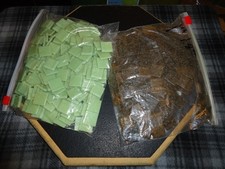 2lb approx Celadon Green  Amber Brown   x  Inch Mixed Color Glass Mosaic Tiles