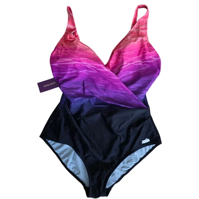 Lascana Damen Badeanzug Sportlich Gr 44 C Wattierte Cups Lila/Pink NEU - Bild 1 von 4