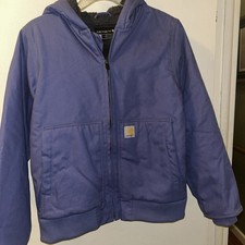 carhartt duck canvas jacket quilted lined hooded Size L 14 Youth