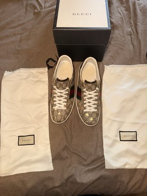 Gucci Logo Print Low Top Sneakers Beige Red Green Gold 546960