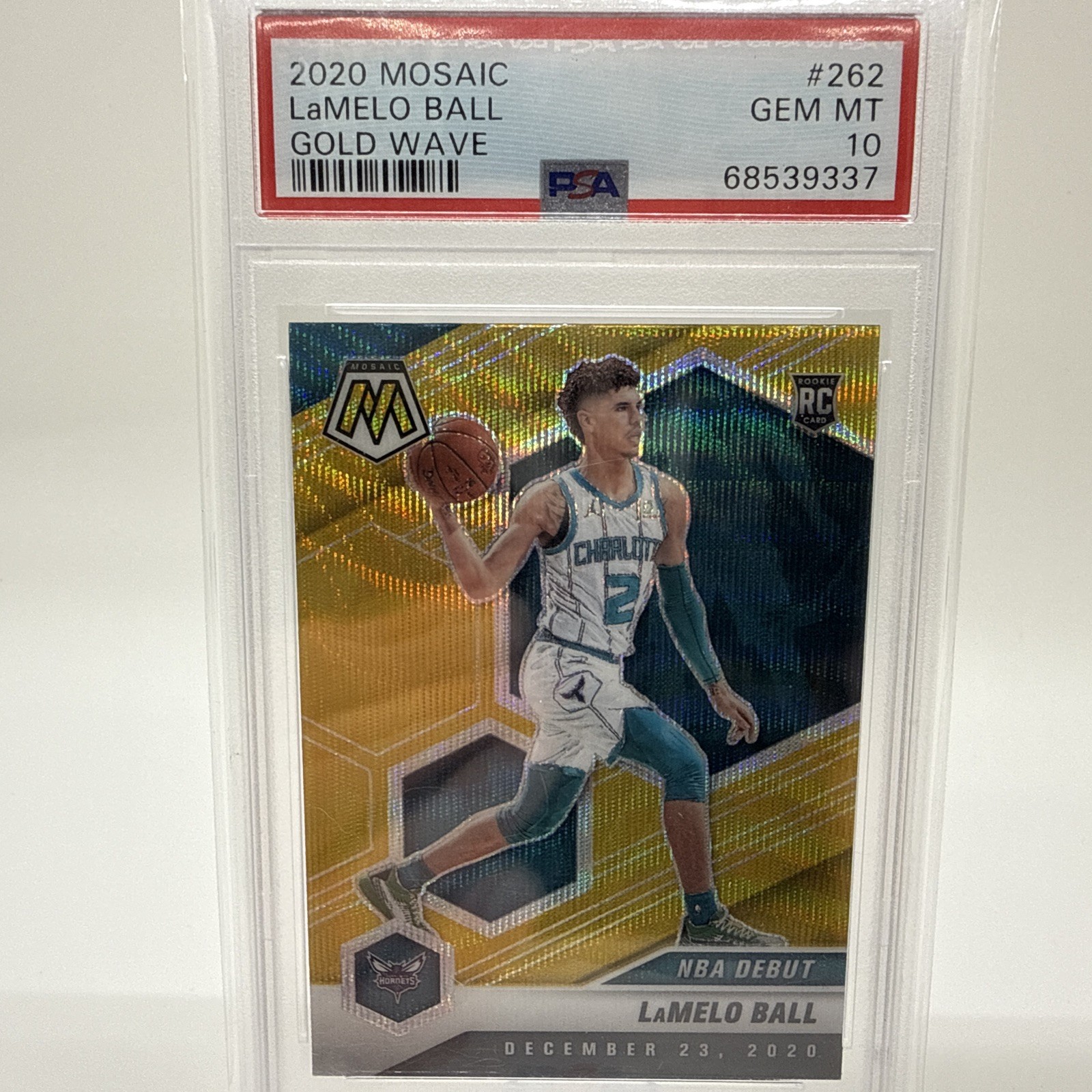 2020 Mosaic Gold Wave Lamelo Ball NBA Debut RC PSA 10 Charlotte Hornets