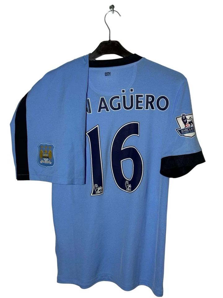 NIKE MANCHESTER CITY 2014-2015 HOME KUN AGUERO 16 FULLSET JERSEY CAMISETA TRIKOT - Photo 1/4