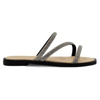 Where's That From Embellished Strappy Sparkly Flat Sandals Black - RRP £30