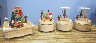Lot of 4 Wooderful Life Wooden Music Boxes AS IS and/or FOR PARTS