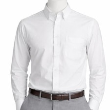 Stafford Mens Dress Shirt Wrinkle Free White Neck 17 Long Sleeve Button Down