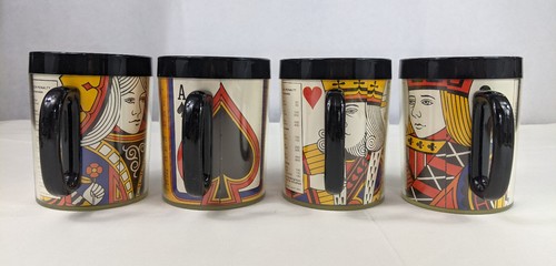 VTG Thermo-Serv Insulated Plastic Mugs MCM Bridge Cards Queen Ace King Jack - Picture 9 of 15