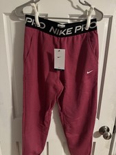 Girls Nike Pro Dri Fit Pink Fleece Joggers Size Large NWT
