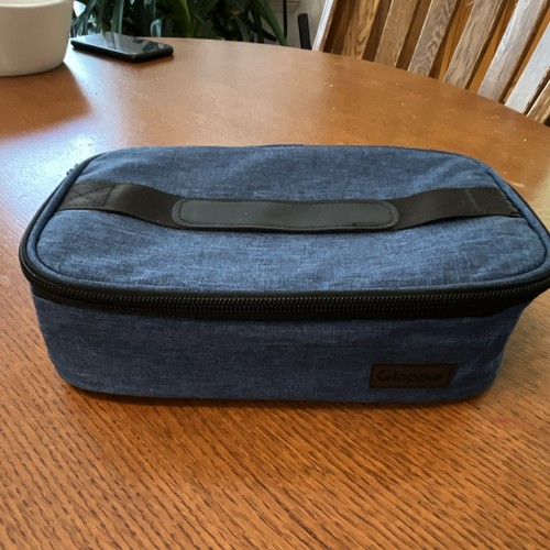 Gloppie Blue Insulated Lunch Bag 2 Compartments Zipper 10x6.5in Used